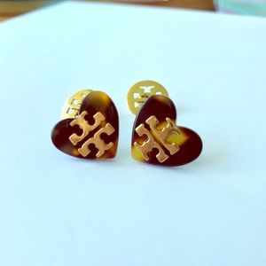 Tory Burch Tilsim Heart Logo Earrings